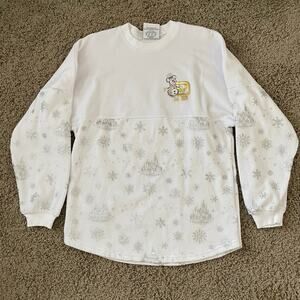Disney Snowman Mickey Fleece Cotton Sweatshirt White Winter sz S